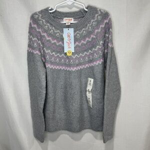 NWT Cat & Jack Sweater Girls Size M (8) Gray Lavender Knit Cozy Warm